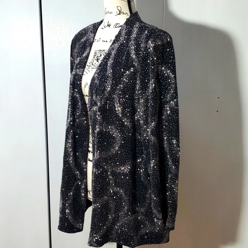 Alex Evenings - Womens Black Silver Shimmer Open Dressy Blazer  Sz.24w